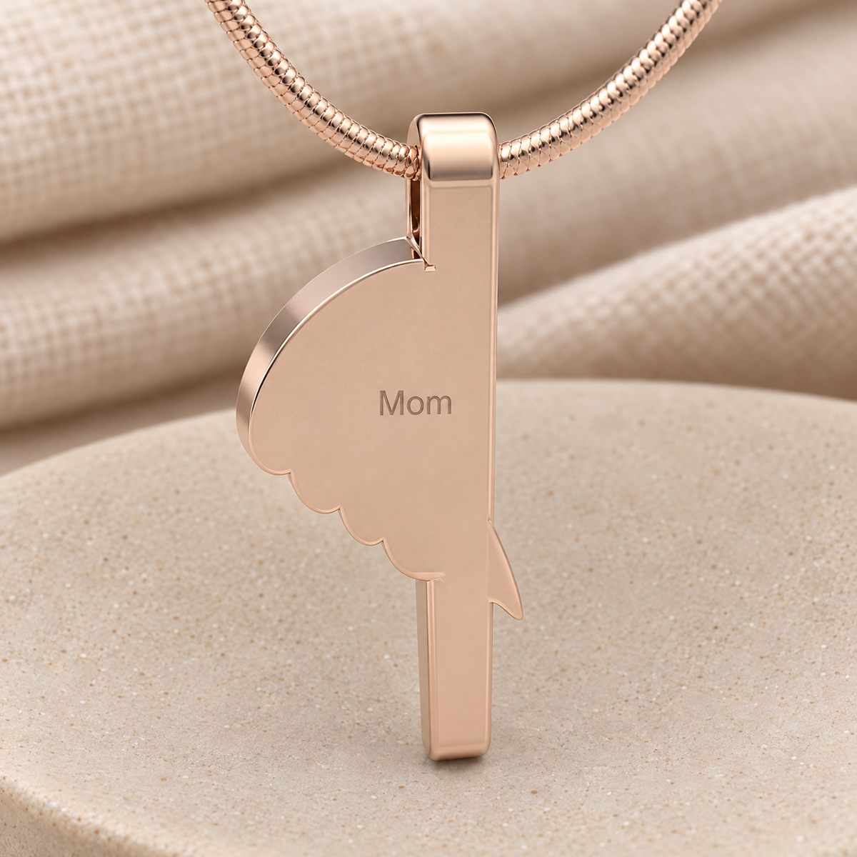 Rose Gold Inspiration Forever Sealed Memorial Jewelry — rear engraving — evr6194rgfs