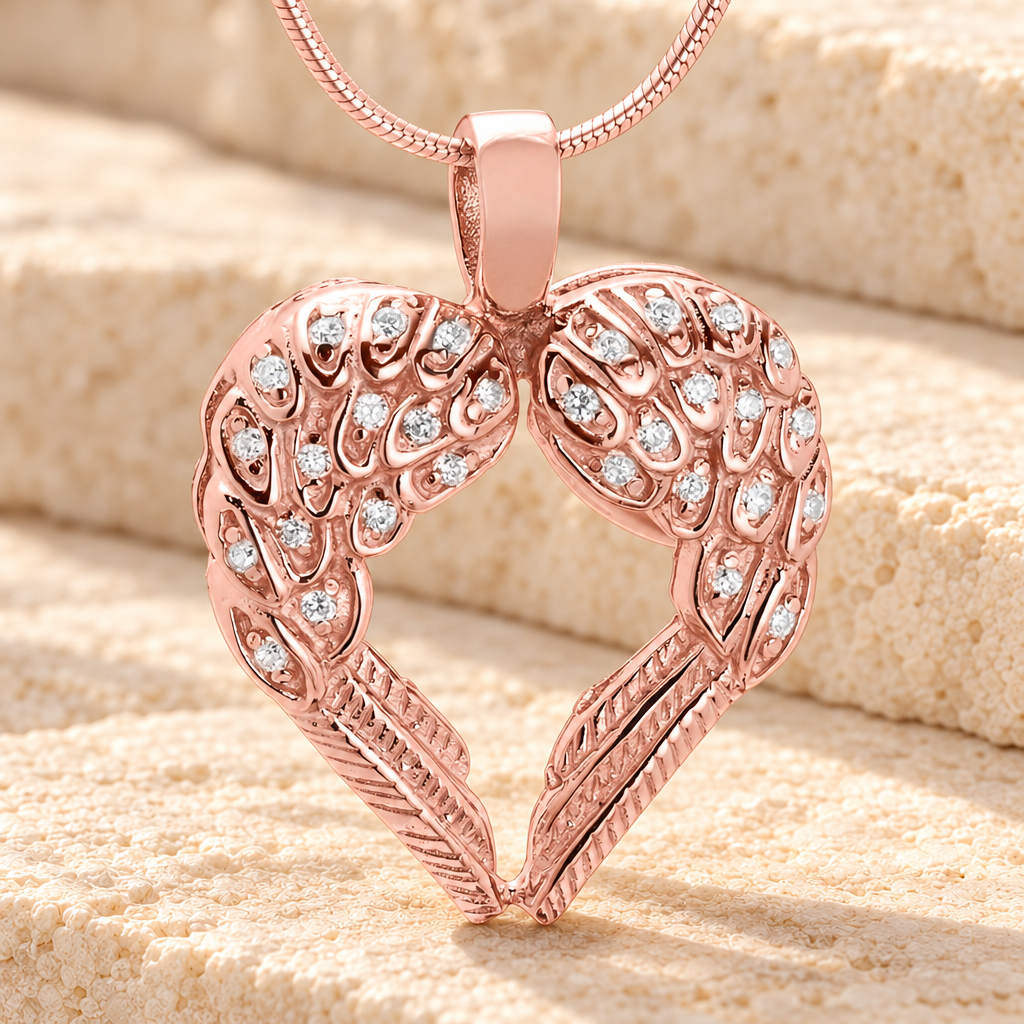 14K Rose Gold Wings of Hope Memorial Jewelry — main product image
