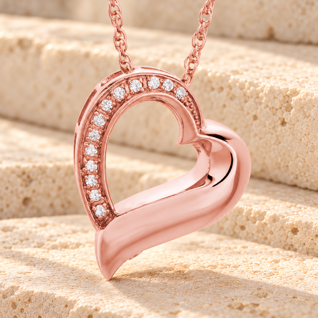 14K Rose Gold Passion Heart Funeral Jewelry — main product image