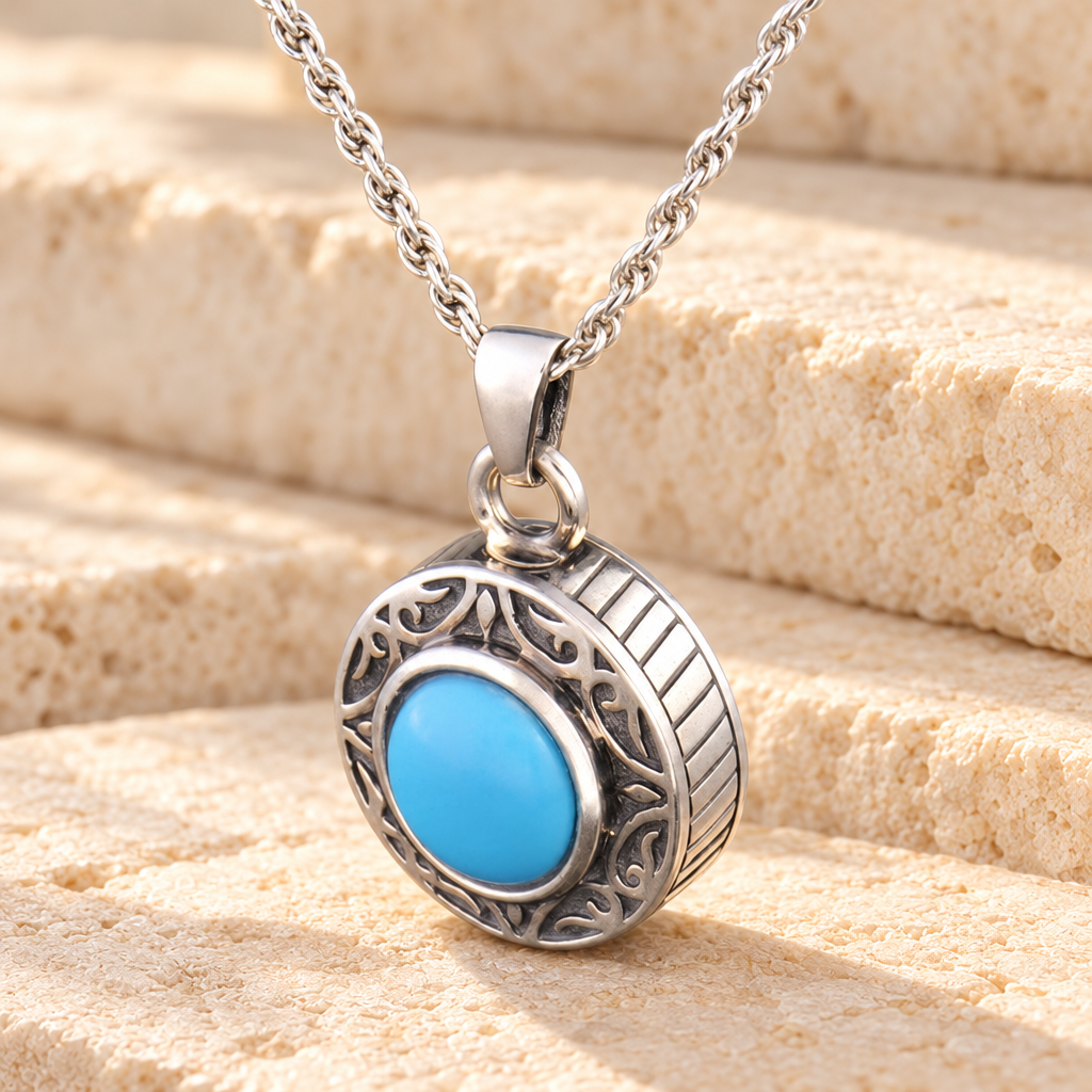 Sterling Silver Turquoise Cremation Urn Keepsake — main — evr804tqs