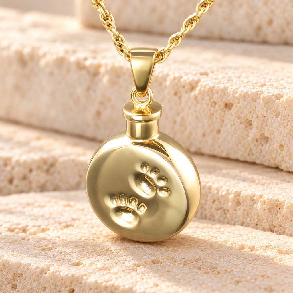 14K Gold Pawprints Urn Keepsake — main — evr601kg