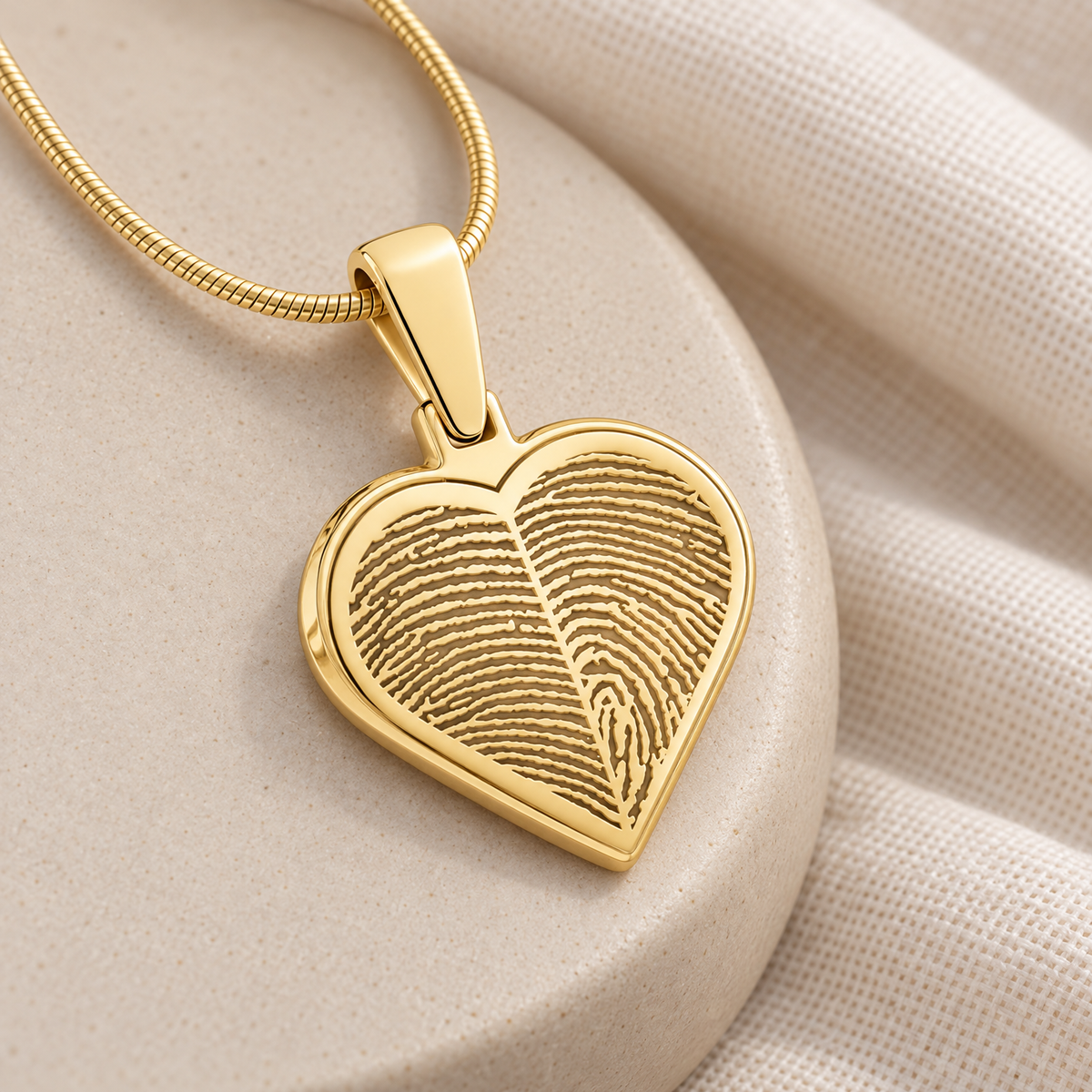 Gold Plated Two Fingerprint Heart Fingerprint Necklace — alternate view — evr4726g