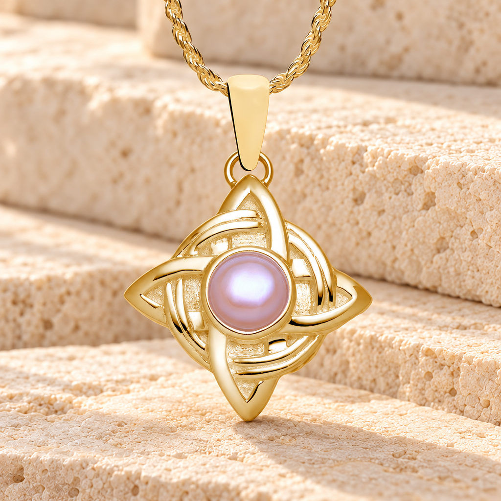 Gold Plated Knotted Pearl Cremation Urn Pendant — main product image