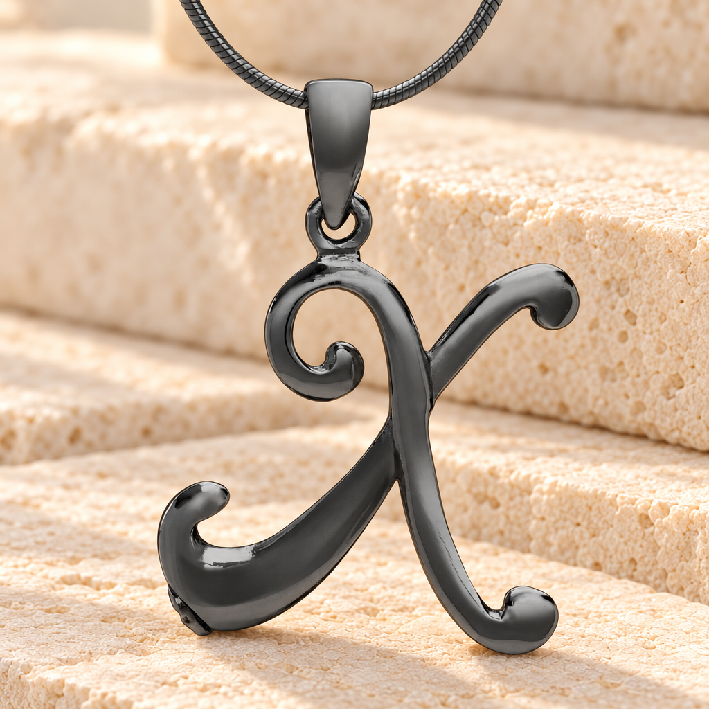 Black "X" Initial Cremation Jewelry — main — evr6444b