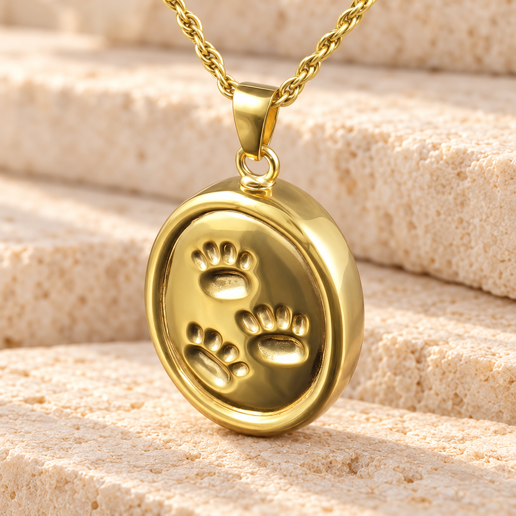 Gold Plated Remember Me Oval Ash Pendant — main — evr663gv