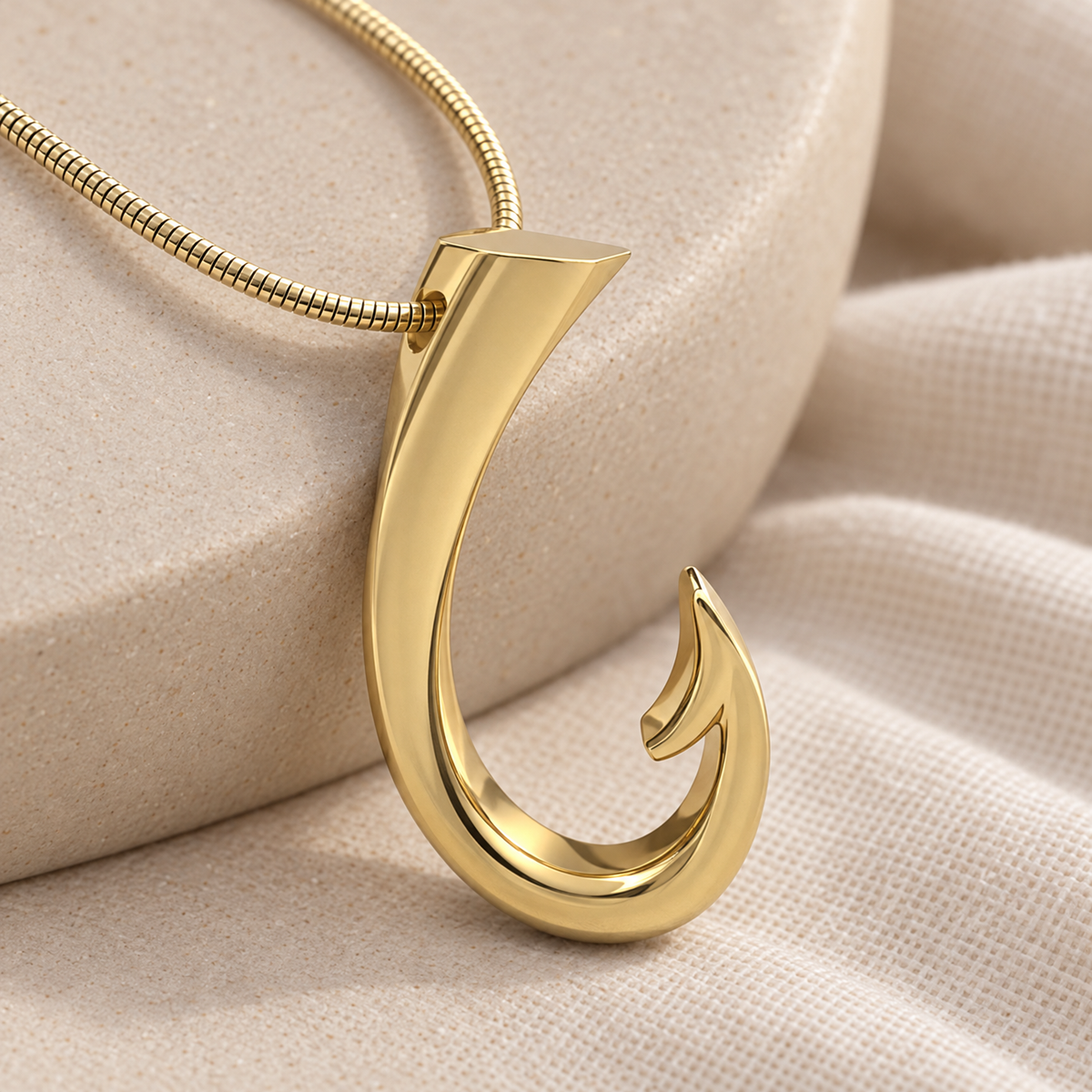 Gold Plated Fishing Hook Forever Sealed Memorial Jewelry — alternate view — evr20043gfs