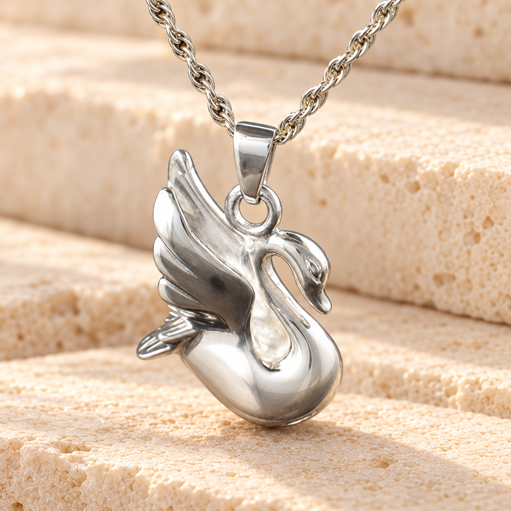 Sterling Silver Swan Jewelry Urn — main — evr742ss