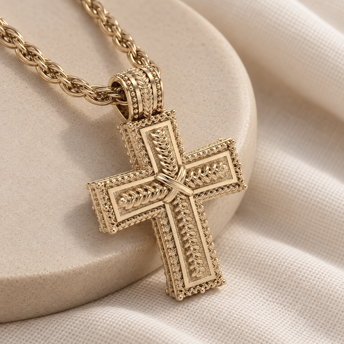 Gold Plated Double Cross Forever Sealed Memorial Jewelry — alternate view — evr20072gfs