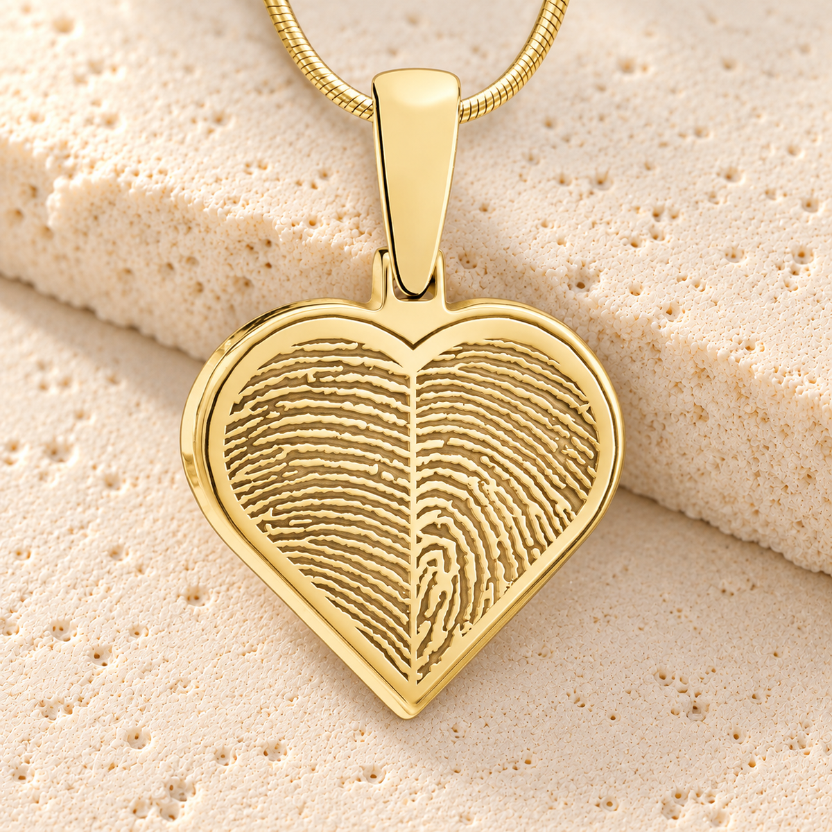 Gold Plated Two Fingerprint Heart Fingerprint Necklace — main — evr4726g
