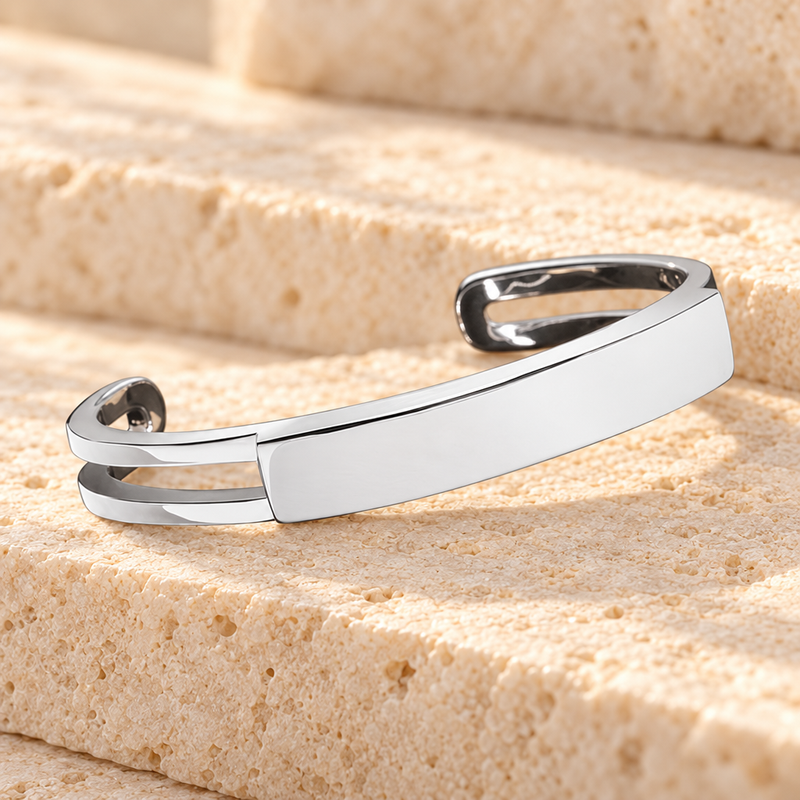 Stainless Steel Men's Elegance Cuff Cremation Bracelet