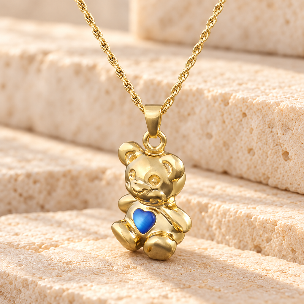 Gold Plated Baby Blue Bear Jewelry — main — evr6302gv
