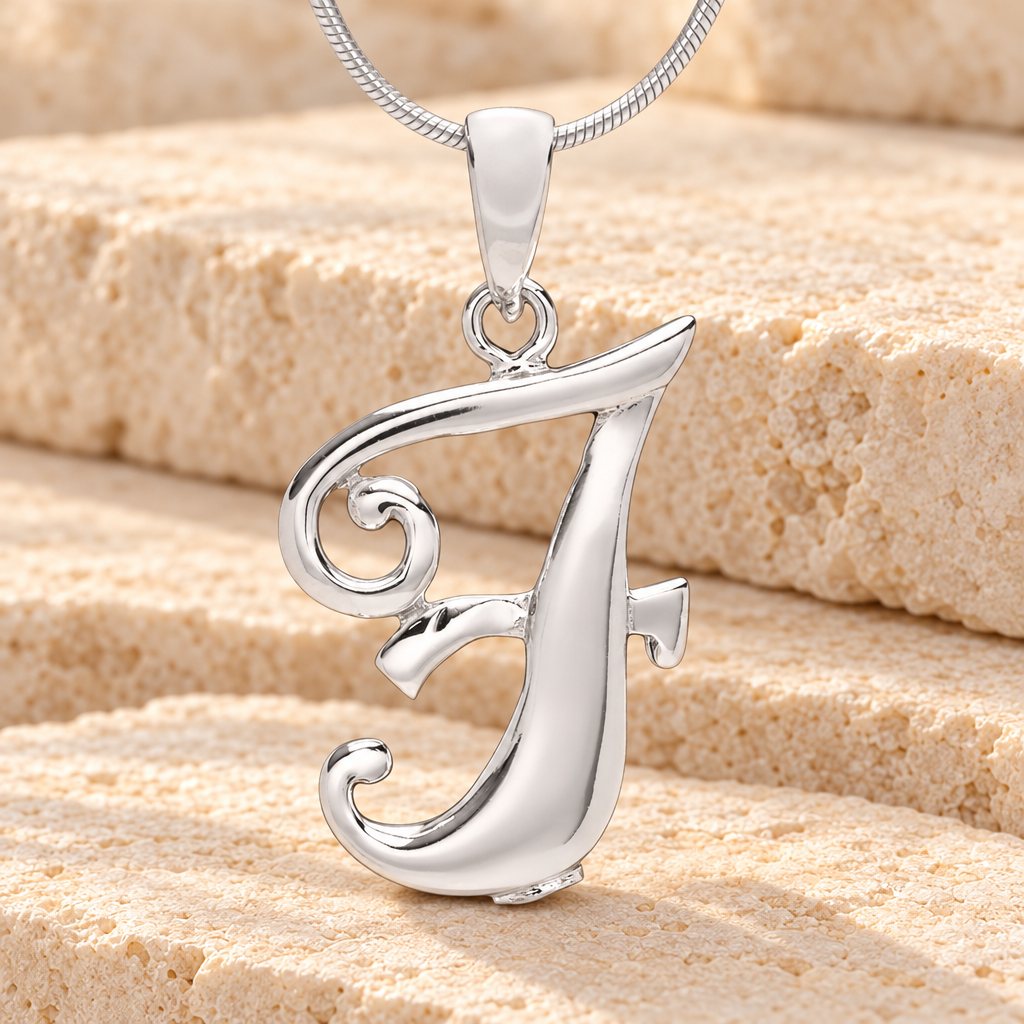Silver "F" Initial Cremation Jewelry — main — evr6426ss