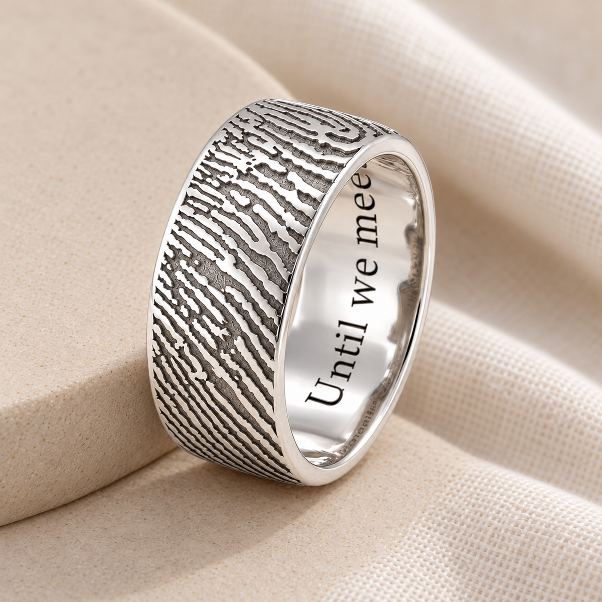 Men's Standard Sterling Silver Fingerprint Ring — alternate view — evr30001s