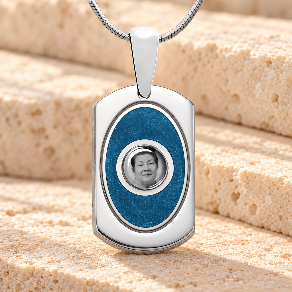 Dog Tag Sterling Silver Picture Pendant With Saxe Ashes — main product image