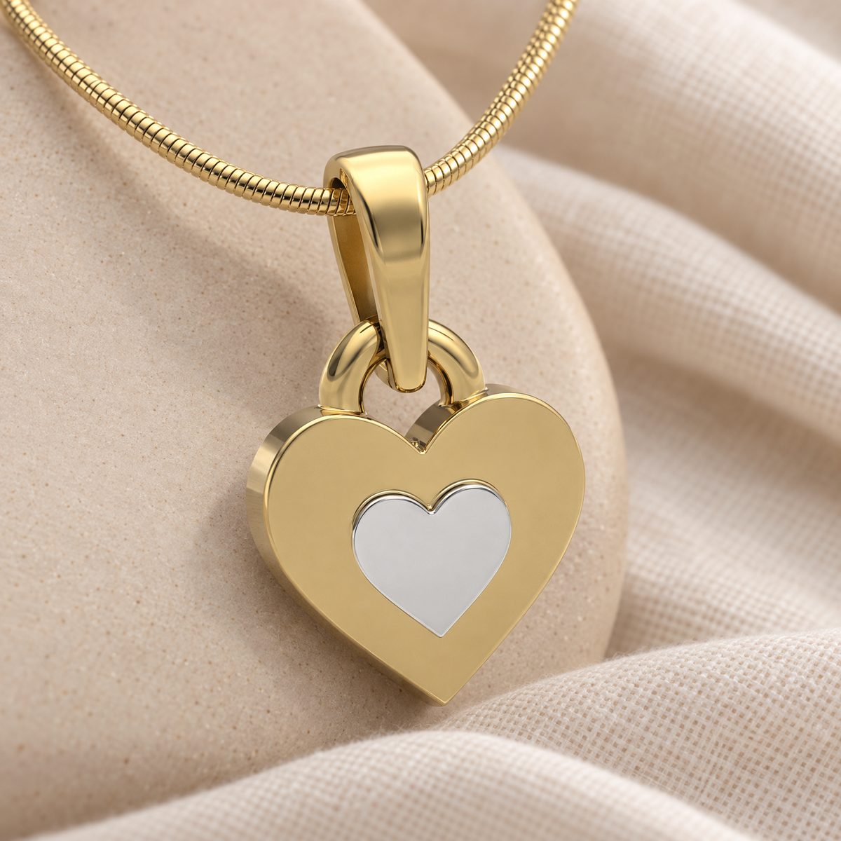 Solid 14K Gold and Sterling Duplicity Heart Forever Sealed Memorial Jewelry — alternate view — evr20036kgsfs