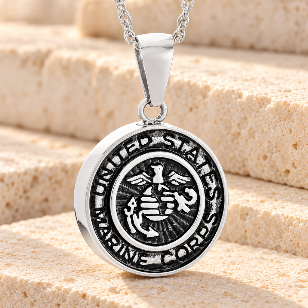 Stainless Steel Marines Medal Pendant Keepsake — main — evr6374s