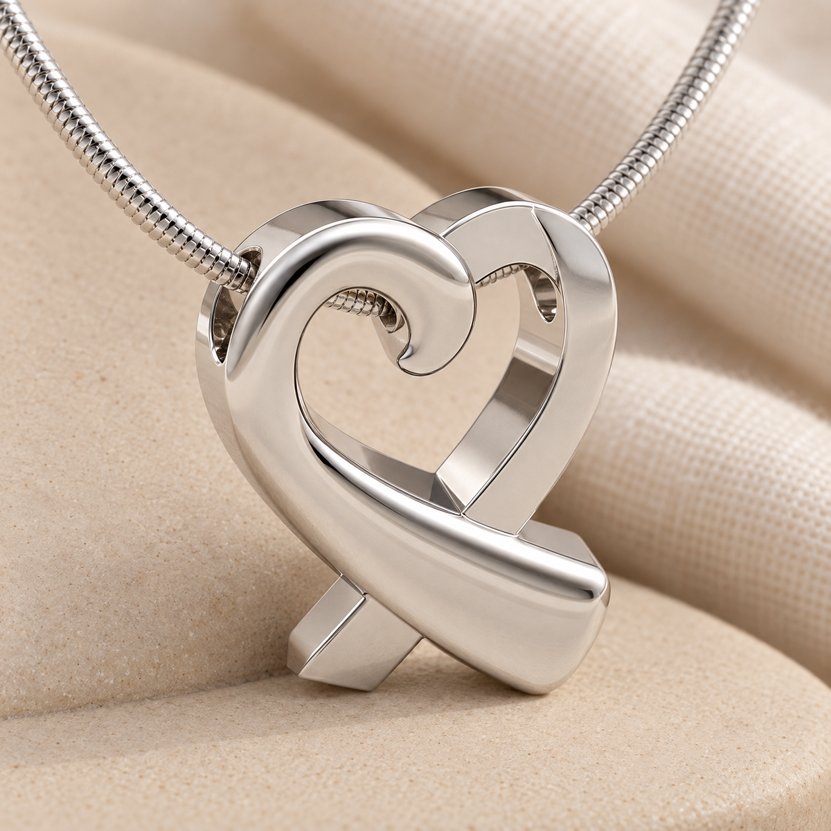 Solid 14K White Gold Folded Heart Forever Sealed Memorial Jewelry — alternate view — evr6181wgfs