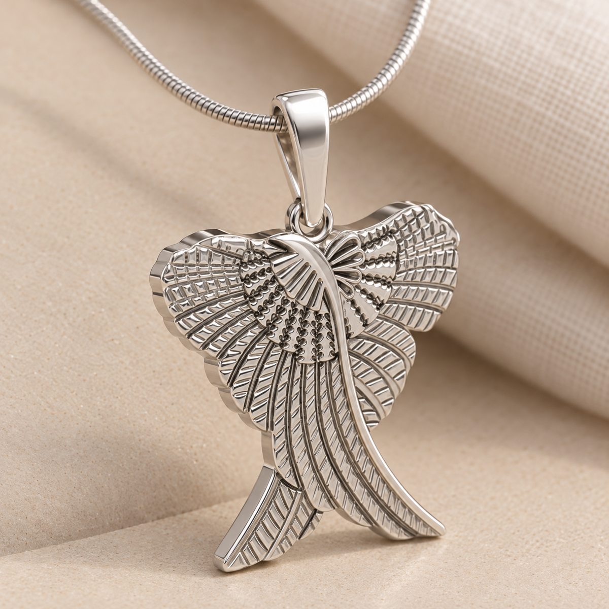Solid 14K White Gold In Peace Forever Sealed Urn Pendant — alternate view — evr6765wgfs