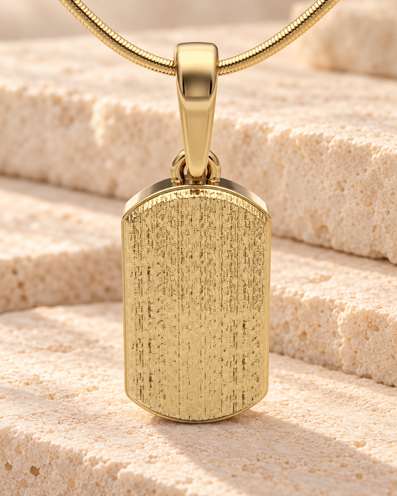 Gold Plated Dog Tag Textured Forever Sealed Memorial Jewelry
