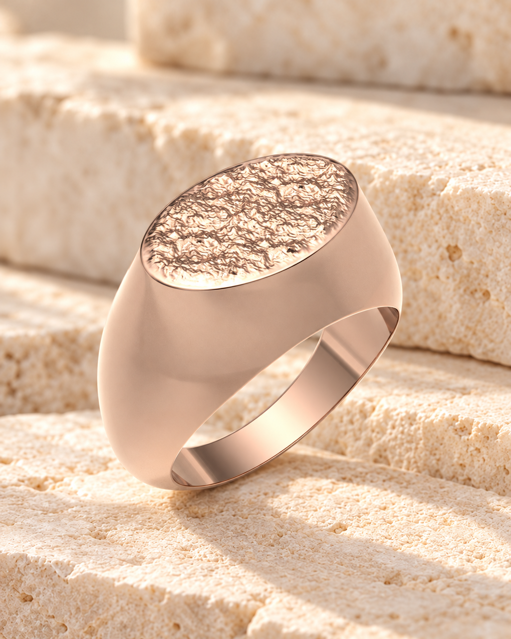 Solid 14K Rose Gold Men's Signet Forever Sealed Memorial Ring — main — evr20040krgfs