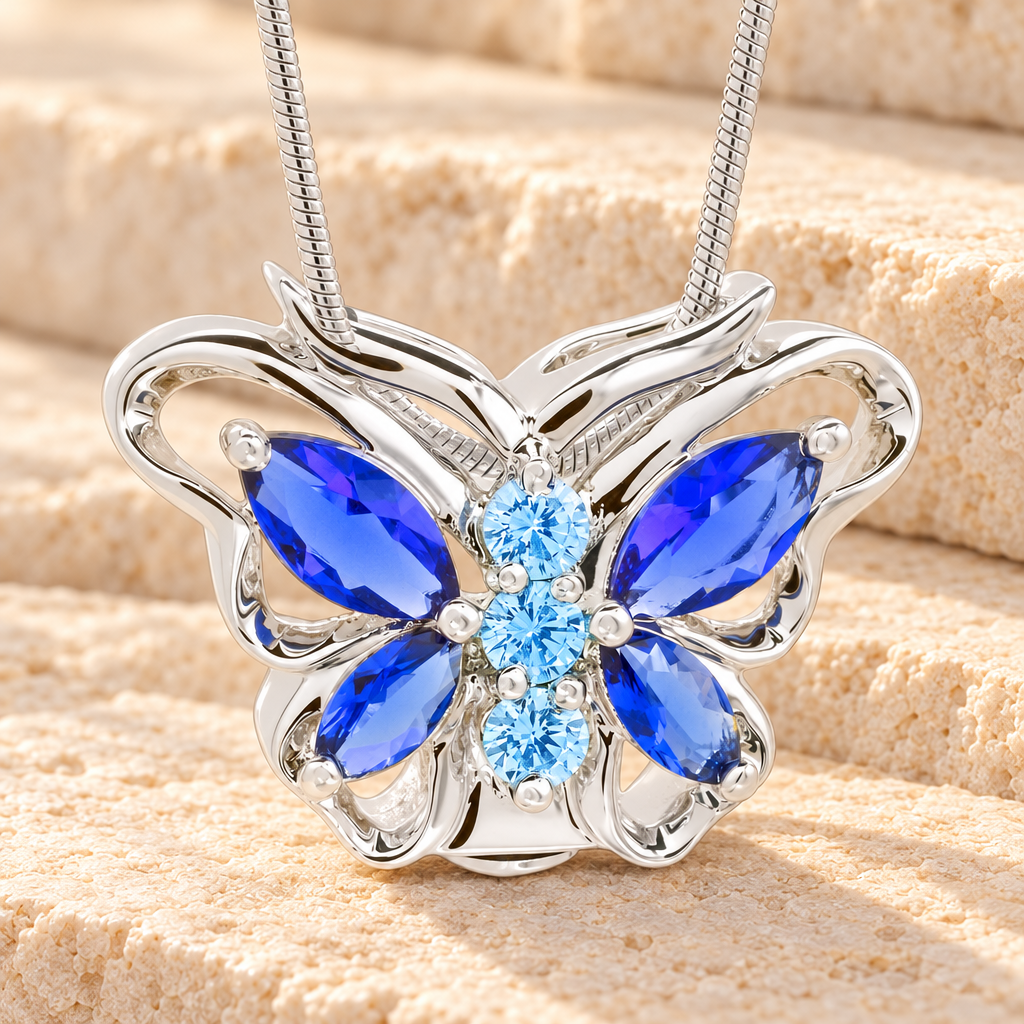 Sterling Silver Sparkle Butterfly Memorial Jewelry — main — evr6624
