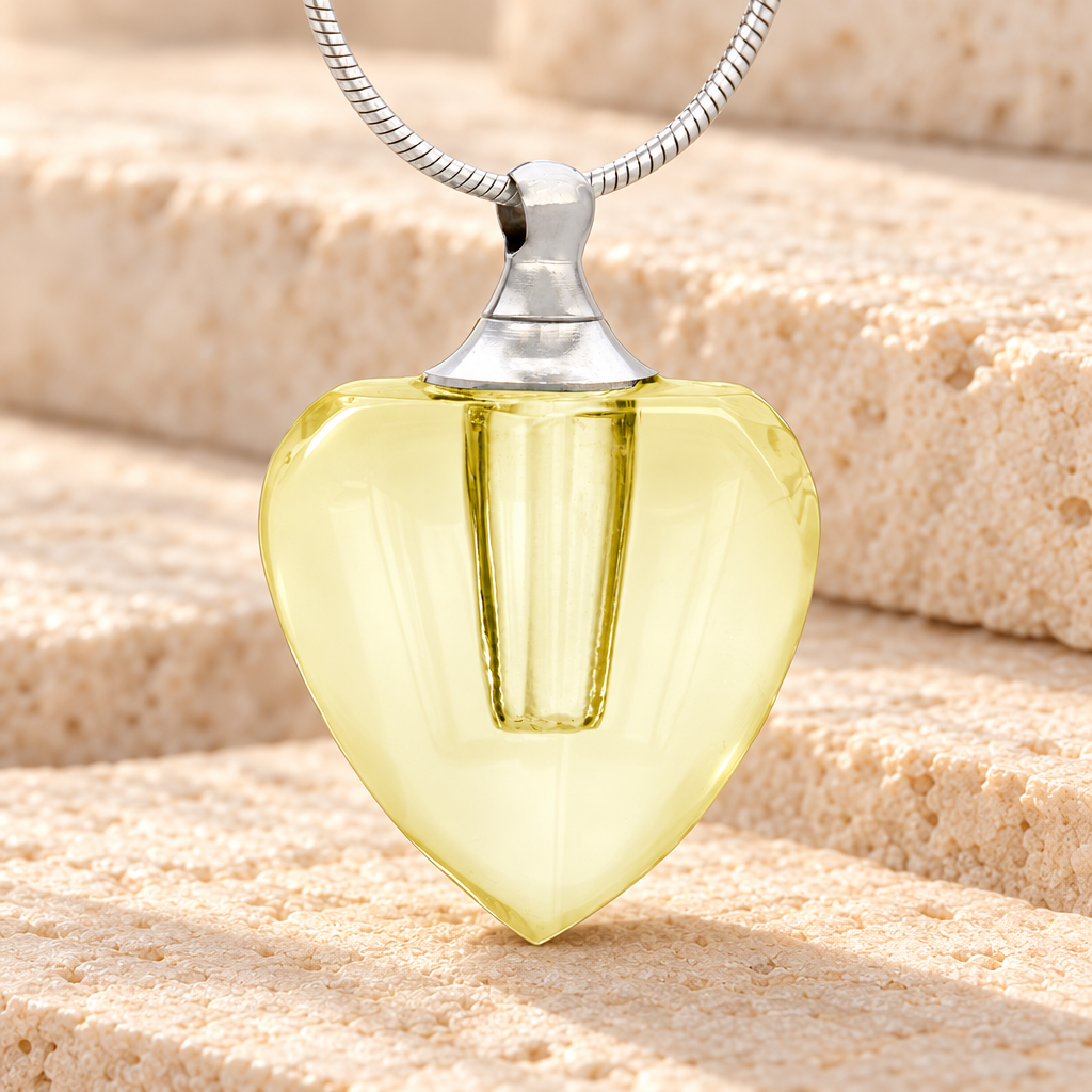 Glass Locket Ray of Sun Heart Ash Pendant — main — evr2023