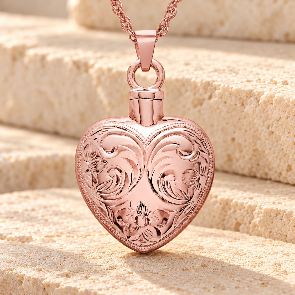 14K Rose Gold Spirit Heart Jewelry Urn — main product image
