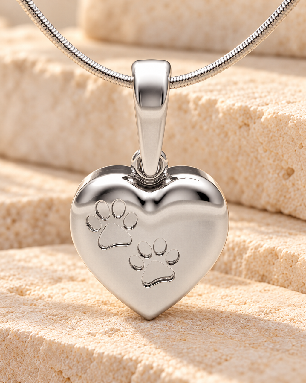 Sterling Silver Paws Heart Forever Sealed Memorial Jewelry — main — evr20049ssfs