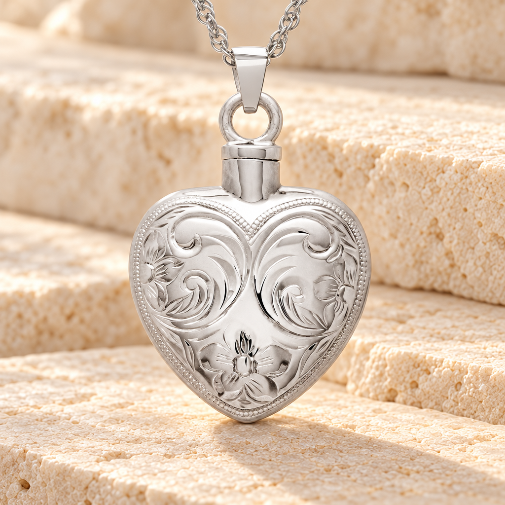 Sterling Silver Spirit Heart Funeral Jewelry — main — evr739ss