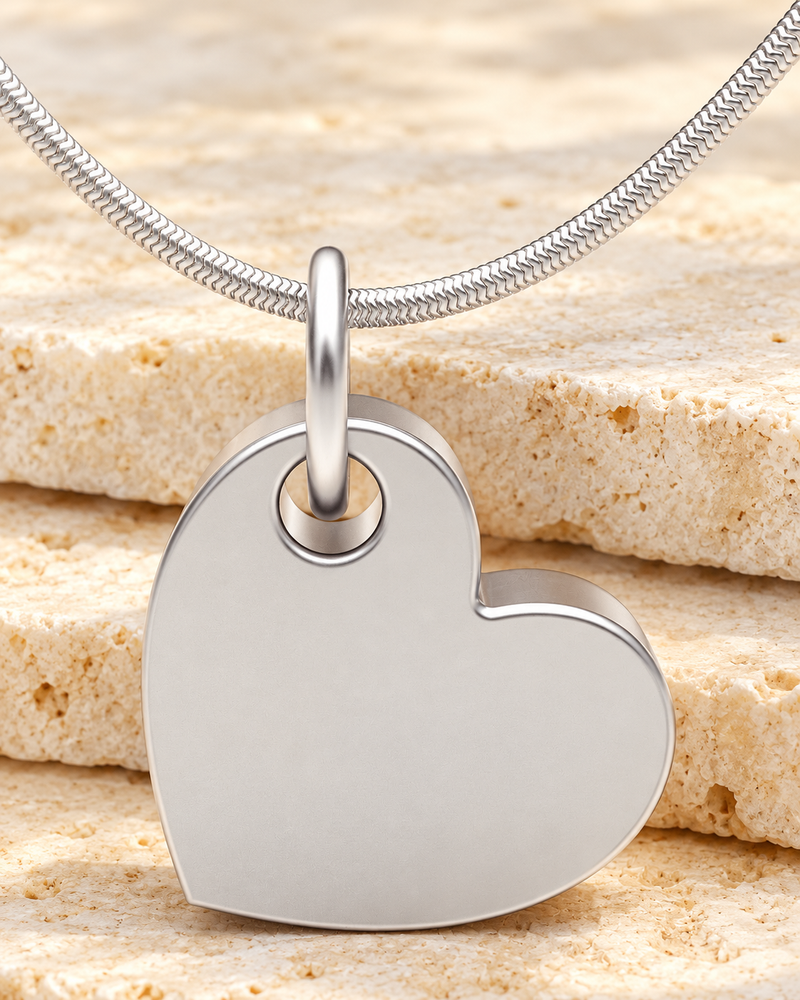 14K White Gold Tilted Heart Forever Sealed Memorial Jewelry