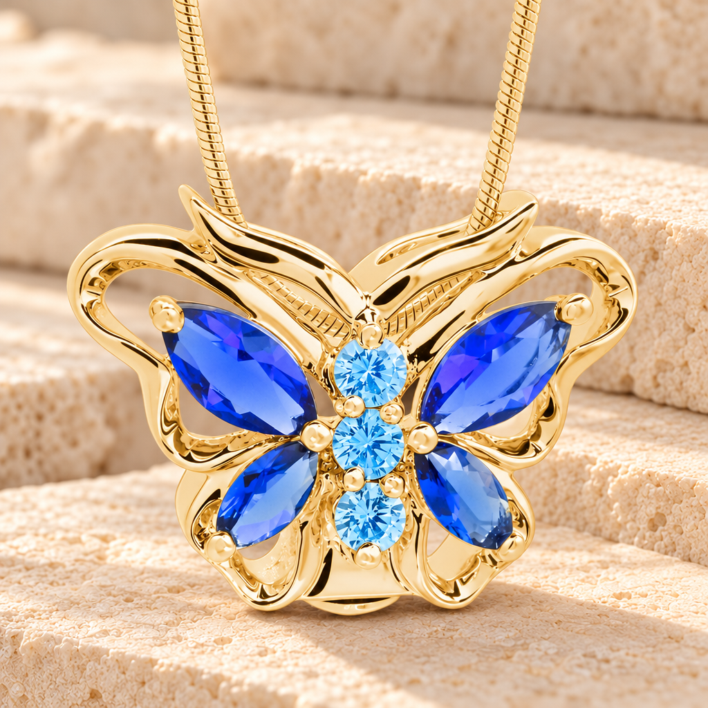 Gold Plated Sparkle Butterfly Memorial Jewelry — main — evr6624g
