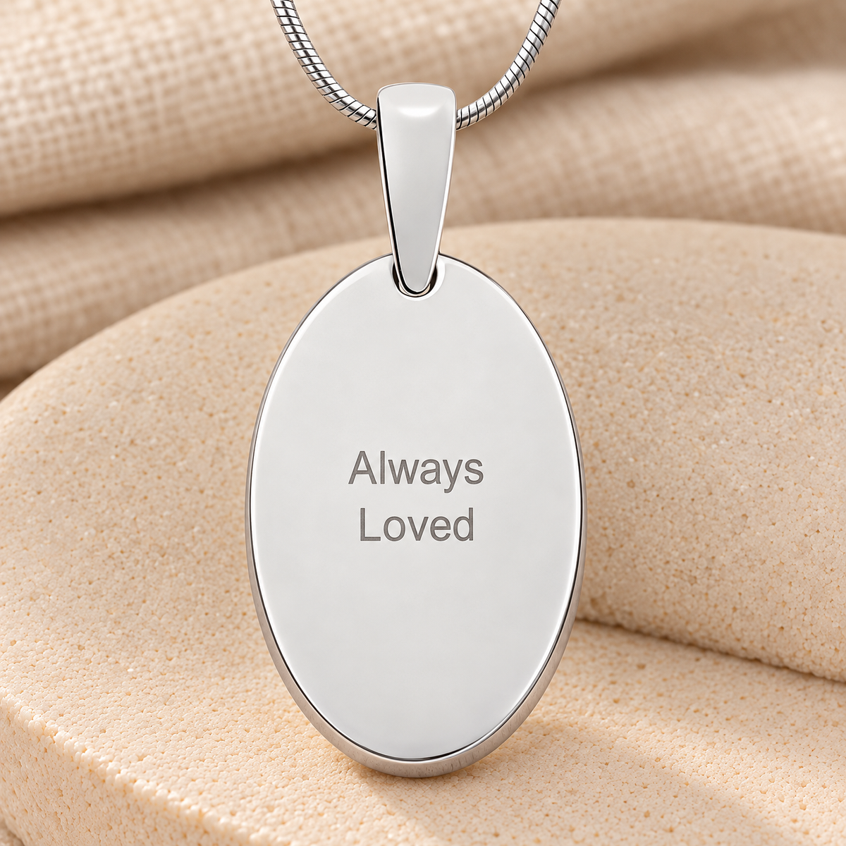 Solid 14k White Gold Loved Oval with Gold Plated Heart Fingerprint Necklace — rear engraving — evr4824wg