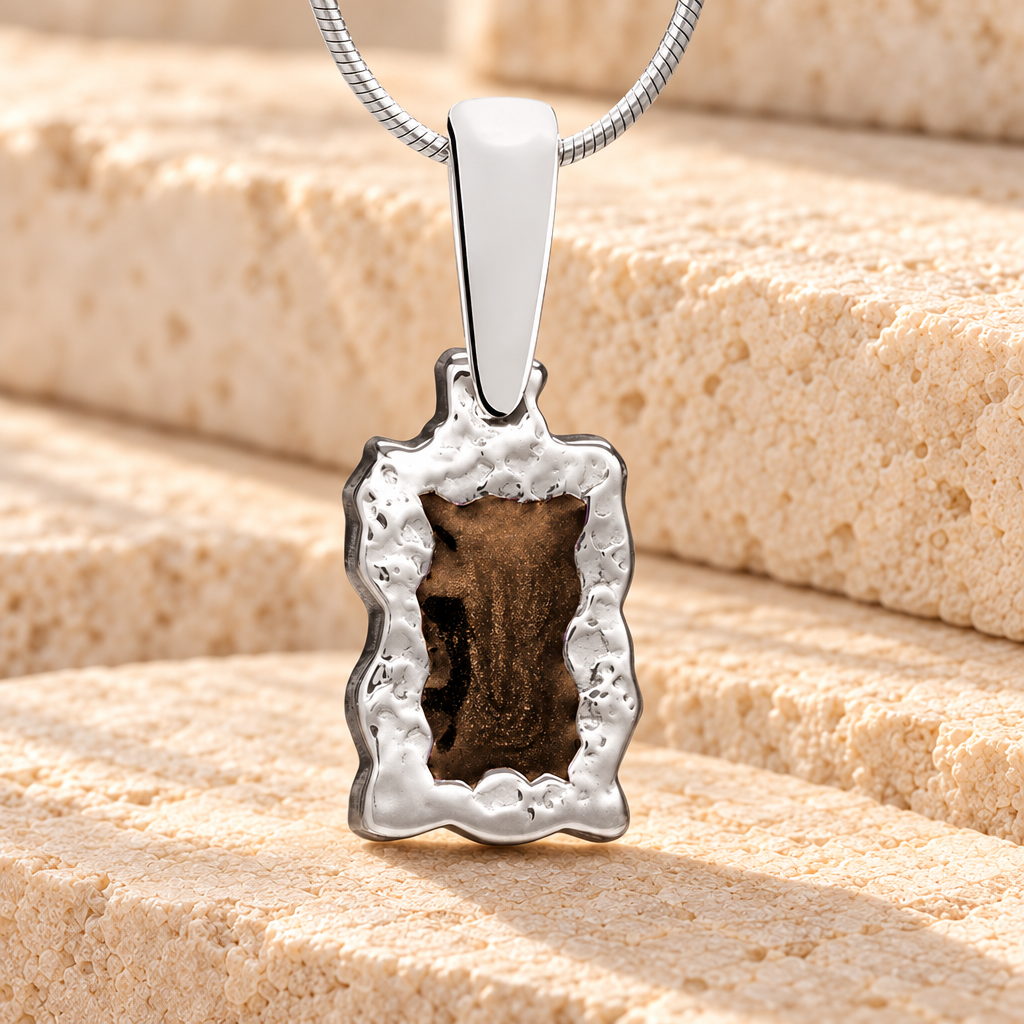 Solid 14K White Gold Adobe Ash Resin Jewelry — main product image
