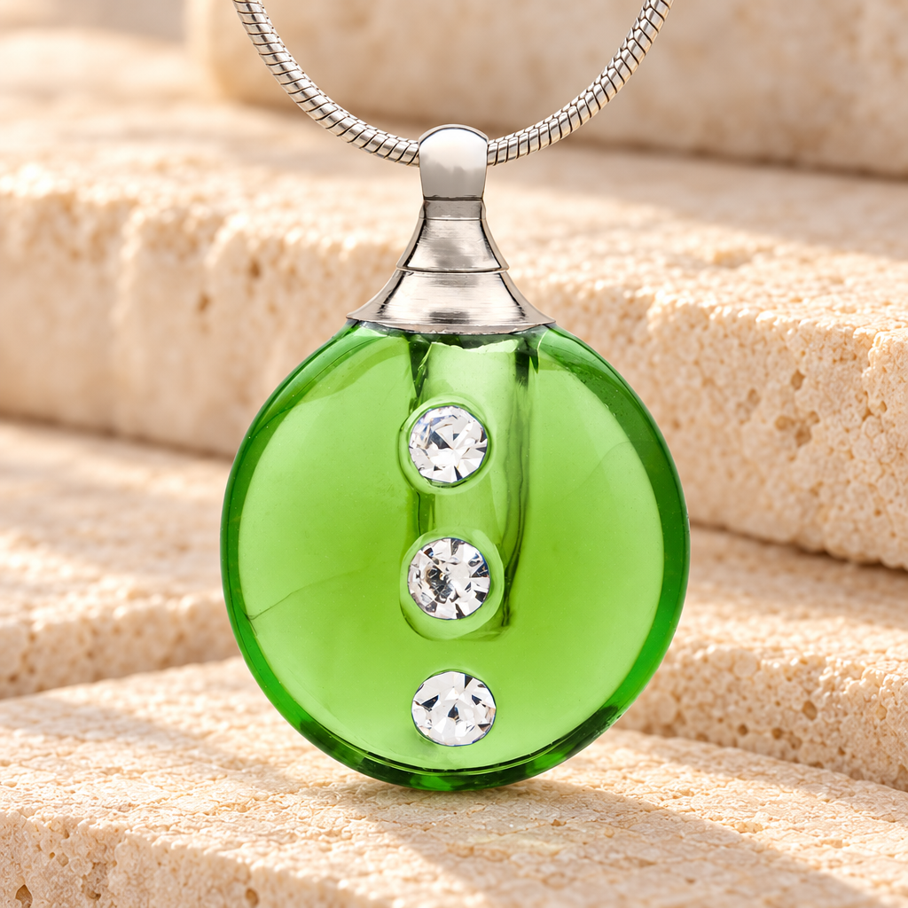 Glass Locket Emerald Stability Jewelry Urn — main — evr2508