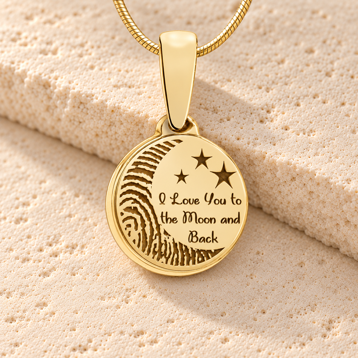 Love You To The Moon Gold Plated Fingerprint Necklace — main — evr4716g