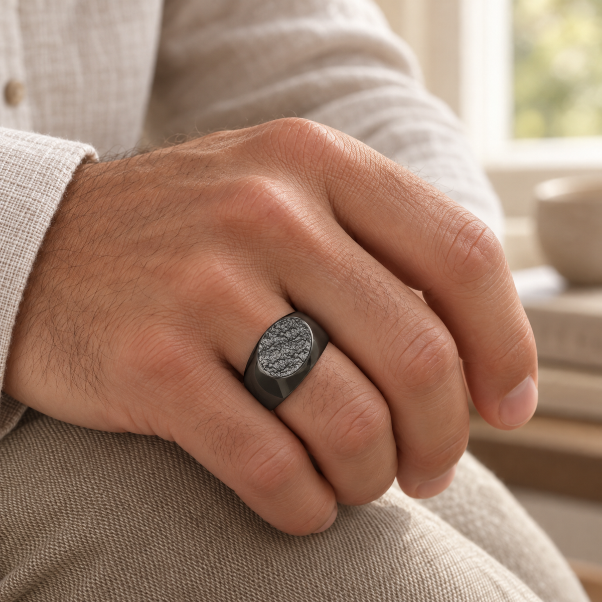 Black Men's Signet Forever Sealed Memorial Ring — lifestyle — evr20040bfs