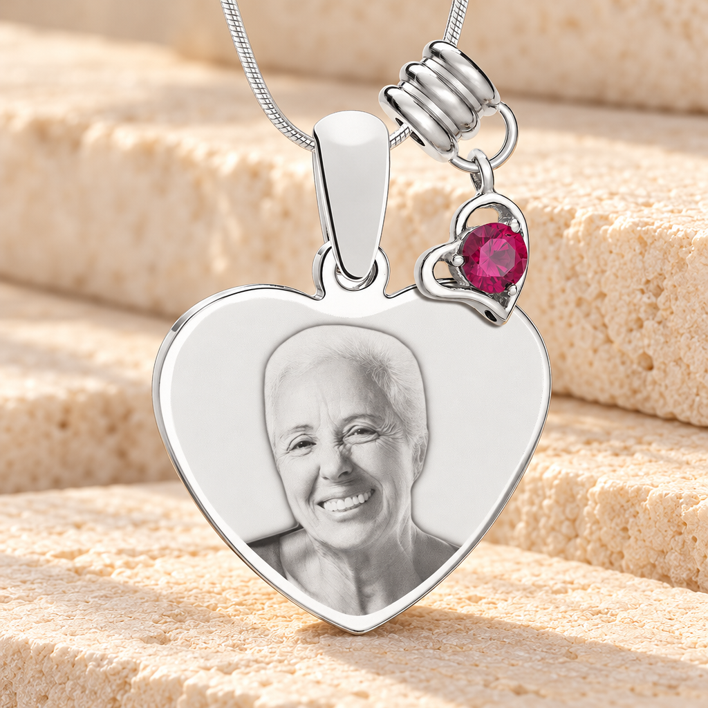 July Heart Photo Engraved Stainless Keepsake — main — evr6402jul