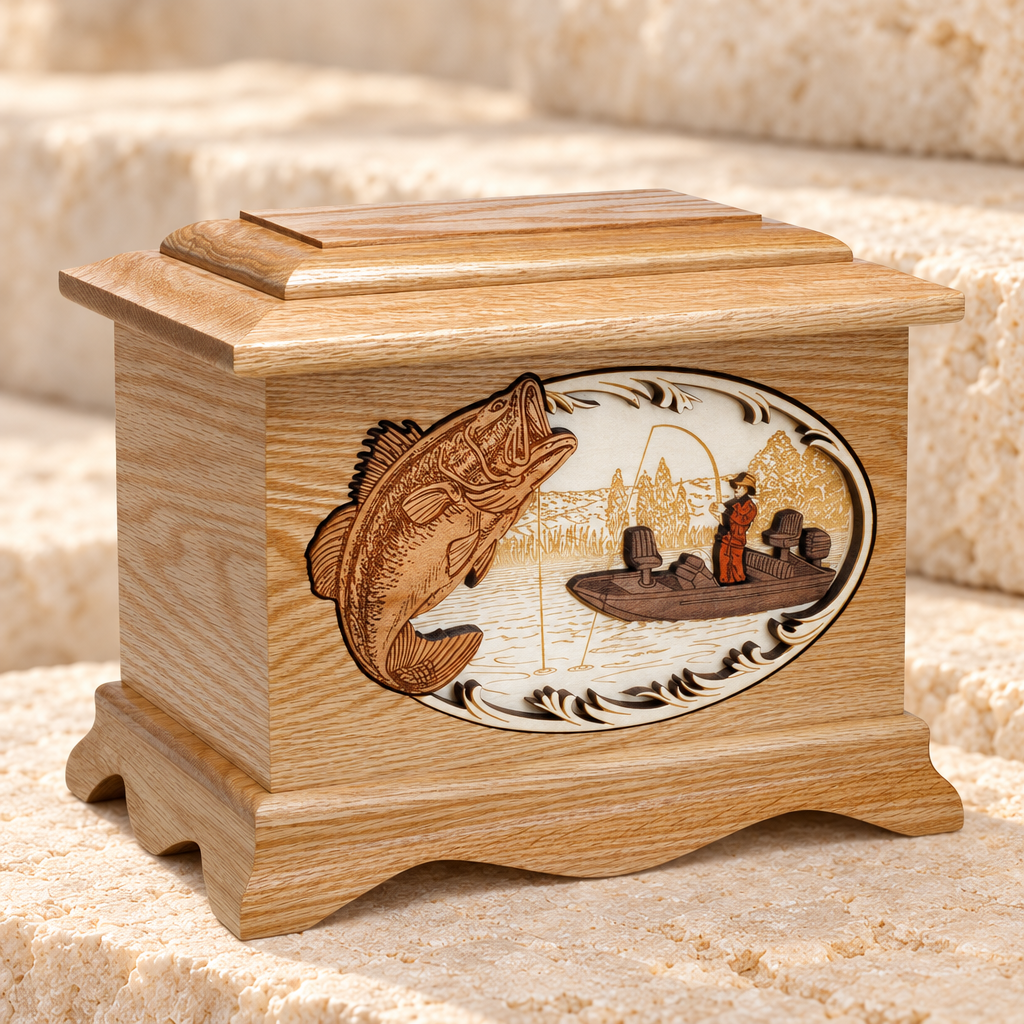 Oak Ambassador w/ Bass Cremation Urn — main — evr9175