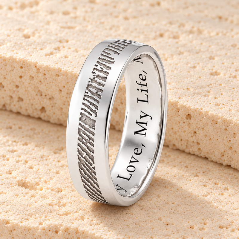 Women's Slender Line Sterling Silver Fingerprint Ring
