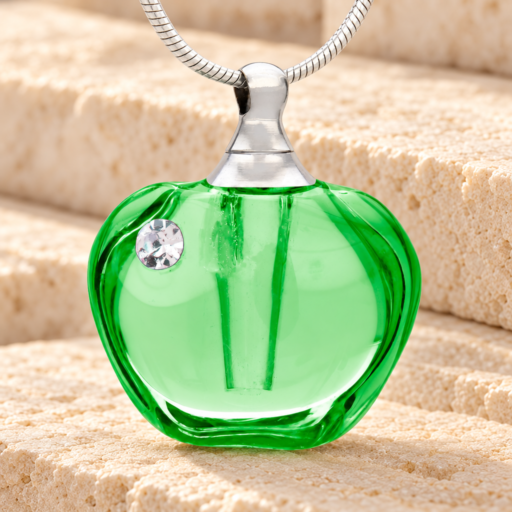 Glass Locket Green Passion Cremation Pendant — main — evr2004gr