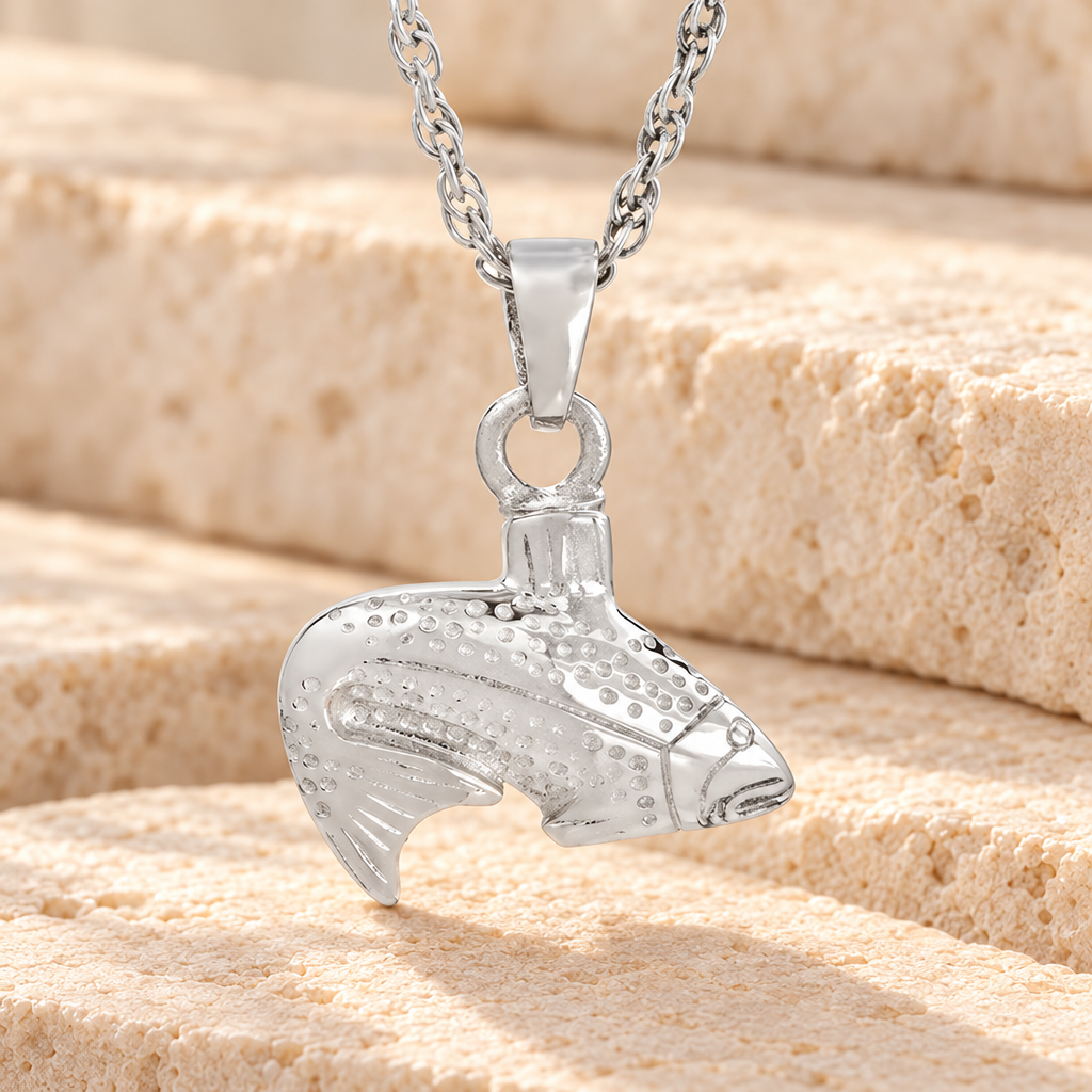 White Gold Fish Memorial Pendant — main — evr520wg