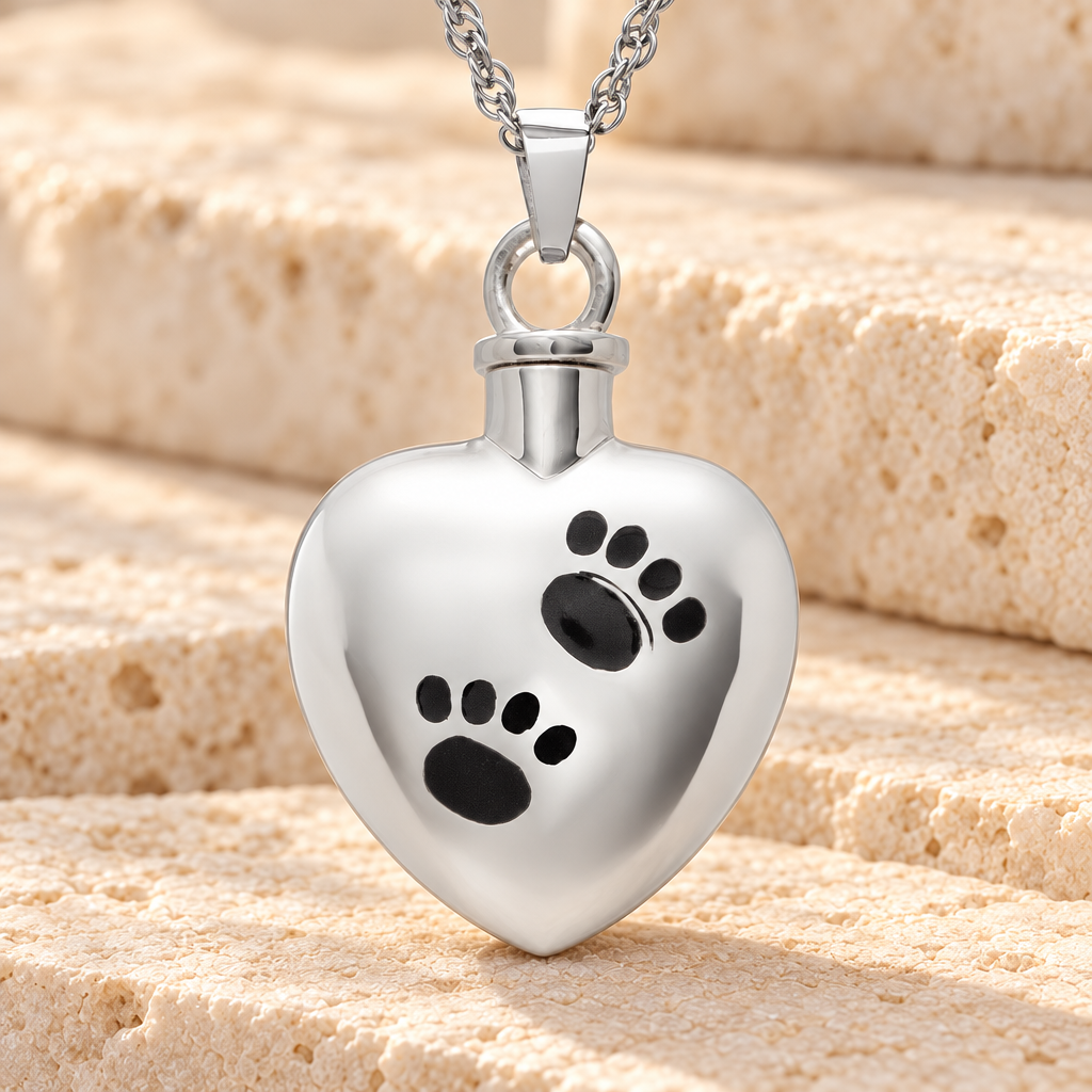 Sterling Silver Paws on Heart Memorial Locket — main — evr856ss