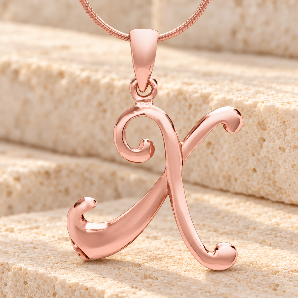 Rose Gold "X" Initial Cremation Jewelry — main — evr6444rg