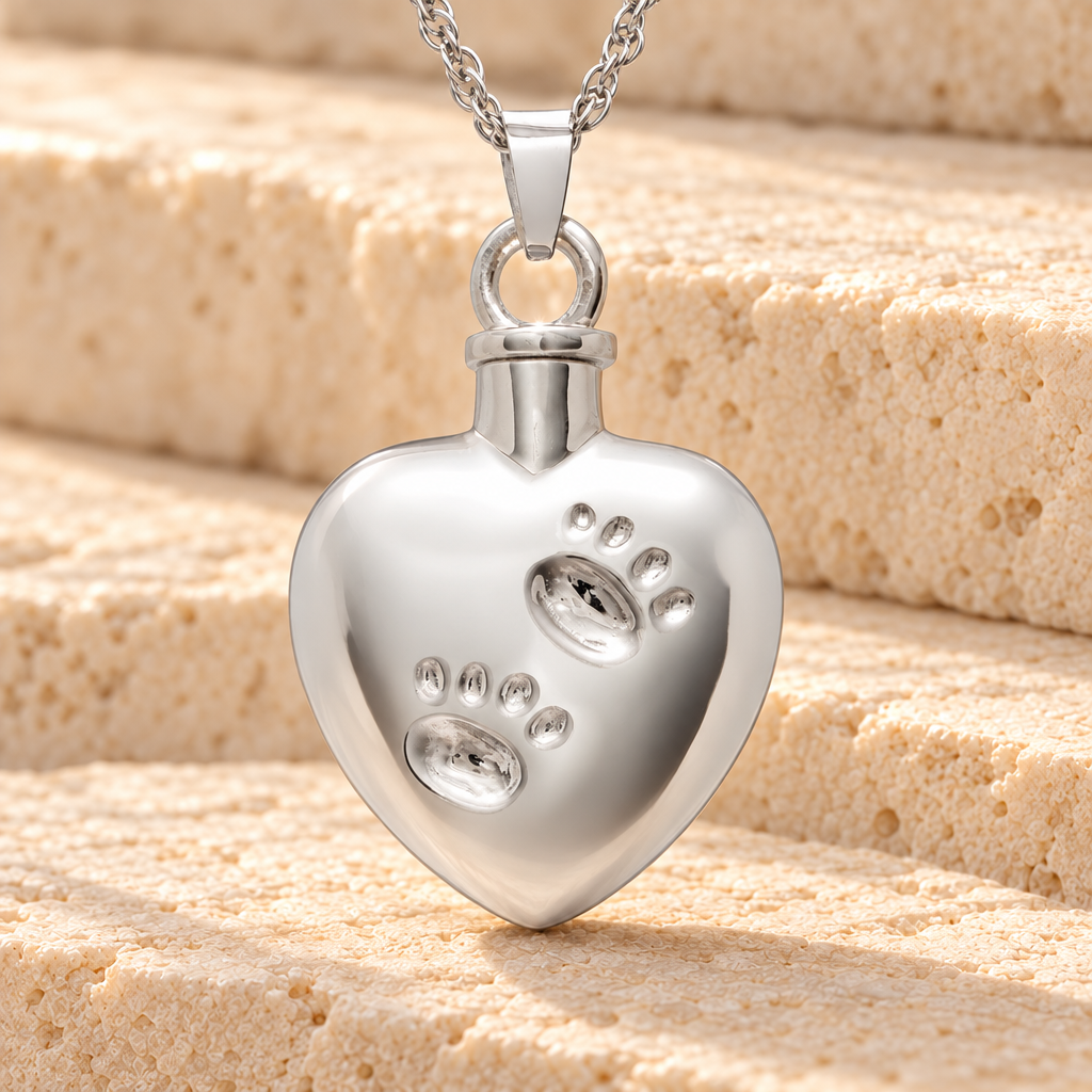 14K White Gold Remember Me Heart Cremation Jewelry — main product image