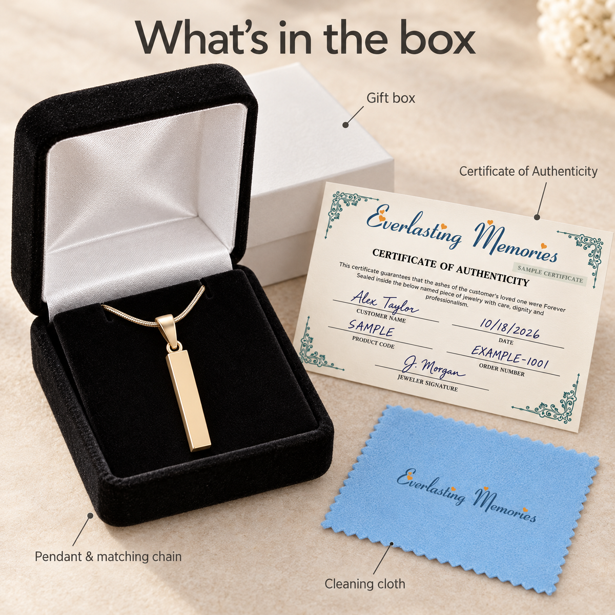 14K Gold Faithfulness Cylinder Forever Sealed Memorial Jewelry — whats in box — evr20029kgfs