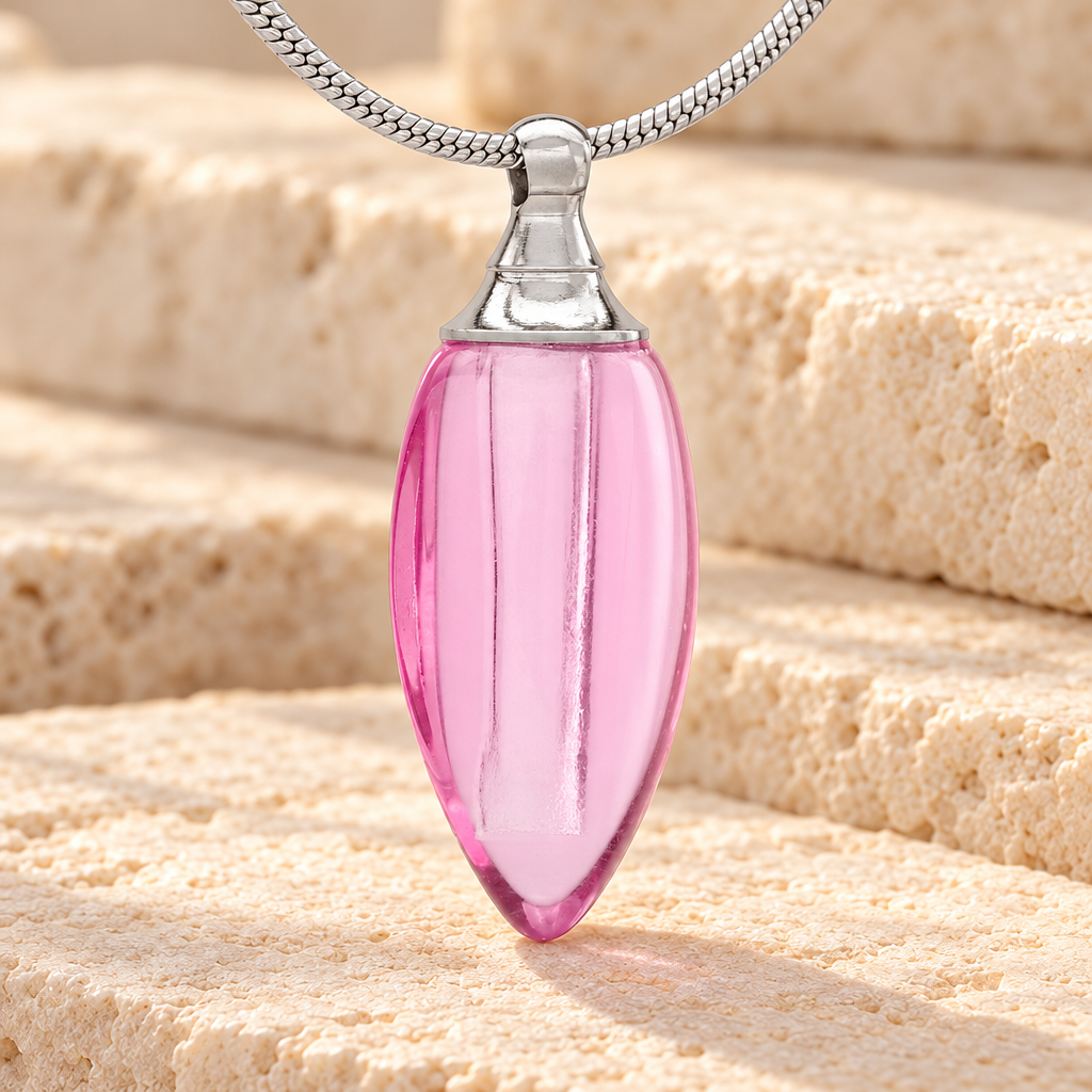 Glass Locket Pink Tears Cremation Jewelry — main — evr2529p