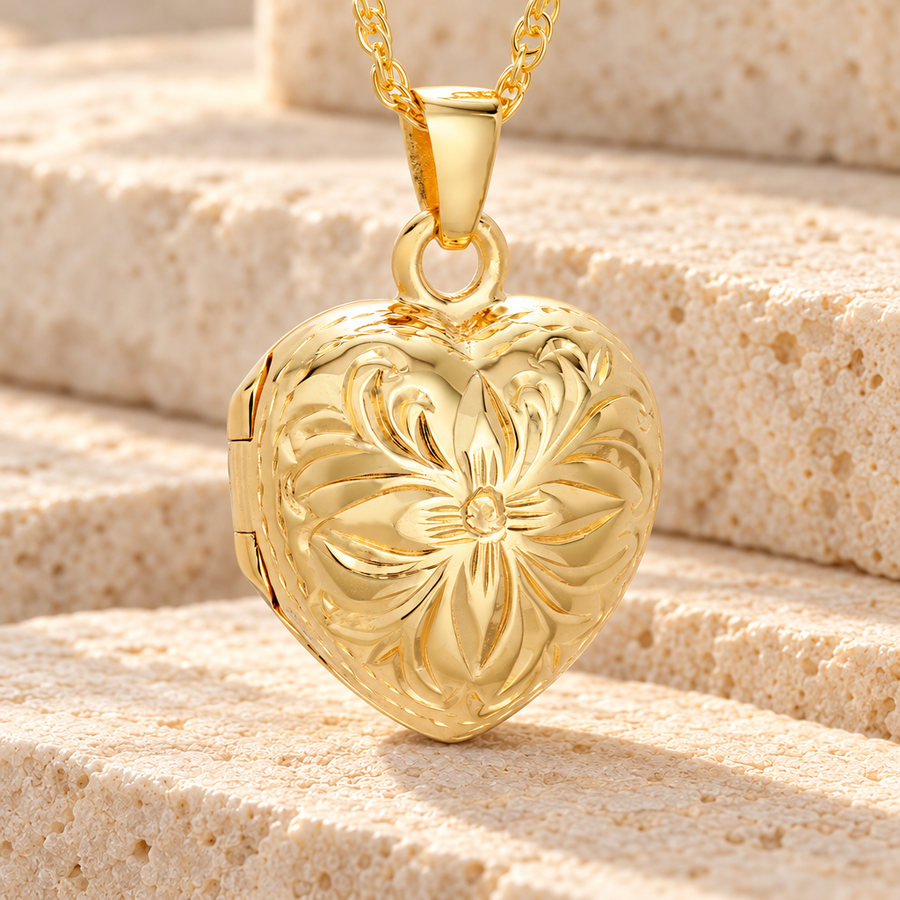 Gold Vermeil Daisy Heart Cremation Urn Keepsake