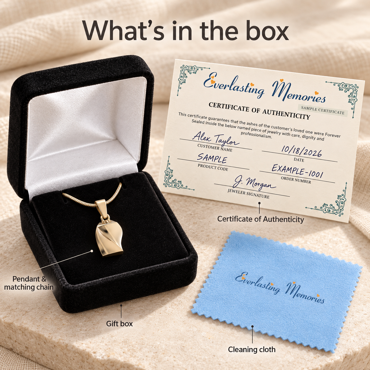 14K Gold Helix Squared Forever Sealed Memorial Jewelry — whats in box — evr20031kgfs