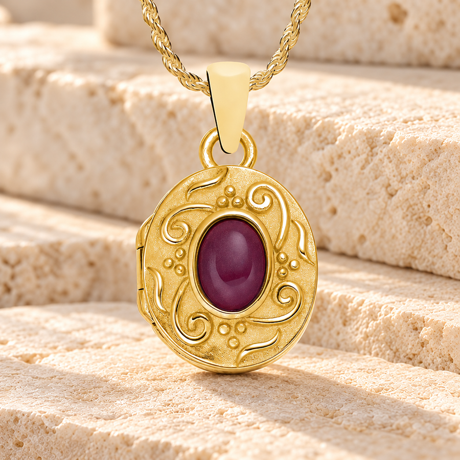 Gold Plated Fallon Round Picture Locket Cremation Urn Pendant
