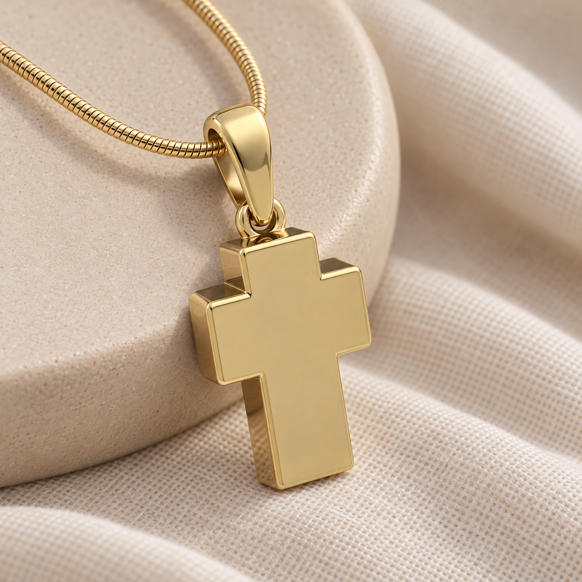 Gold Plated Faithful Cross Forever Sealed Cremation Jewelry — alternate view — evr6452gfs